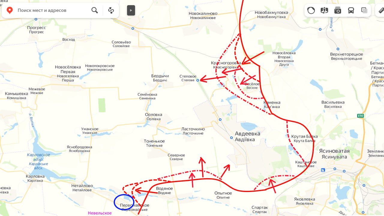 Карта боевых действий на 21 марта. Бои за Авдеевку