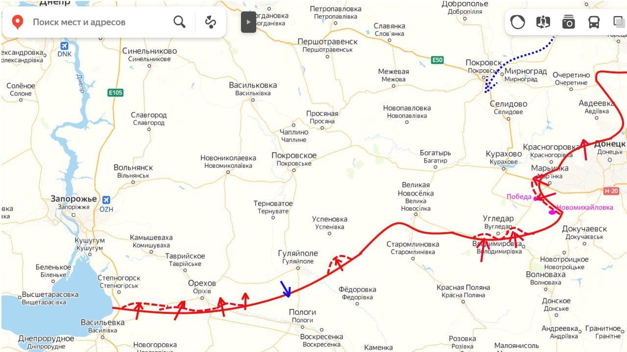 Карта боевых действий на запорожском, направлении 19 марта