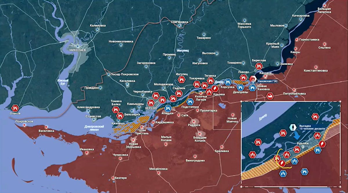 Карта боевых действий на Украине, Херсонское направление, 20.02.24 г. Карта СВО от «Рыбарь».