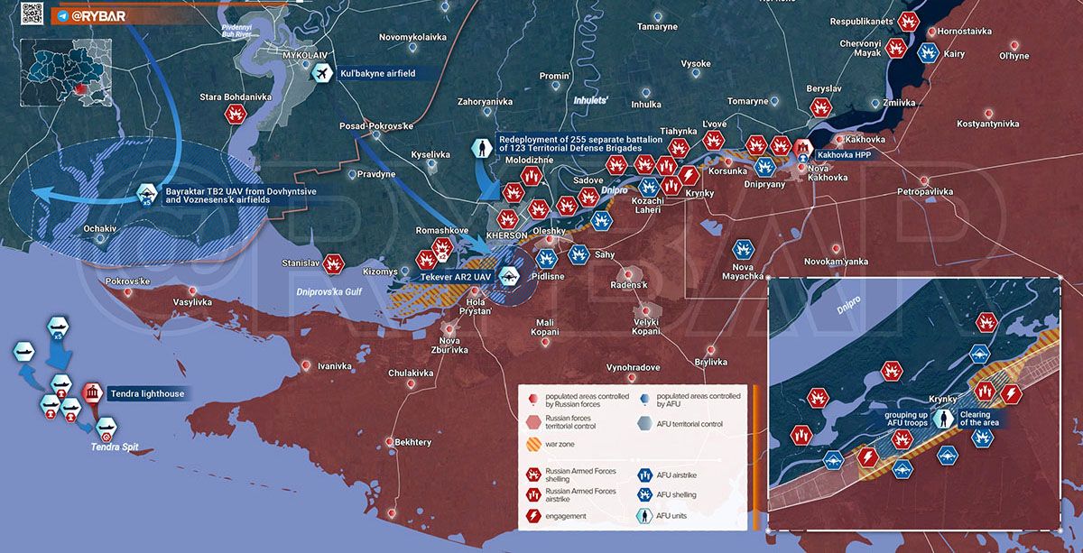 Карта боевых действий на Украине, Херсонское направление, на 01.03.24 г. Карта СВО от «Рыбарь».