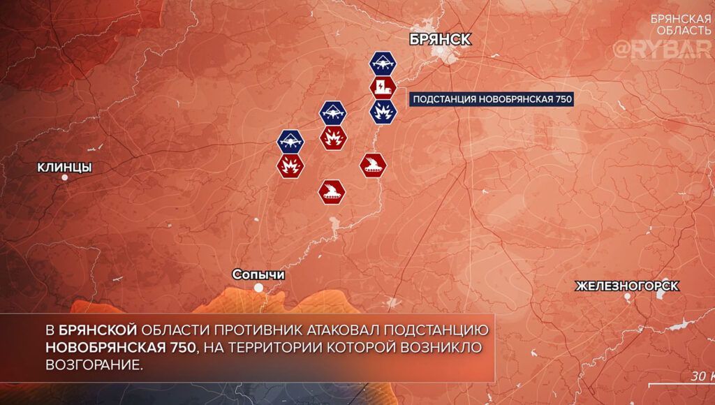 Карта боевых действий на Украине, Брянская область, на 22.04.24 г. Карта СВО от «Рыбарь».