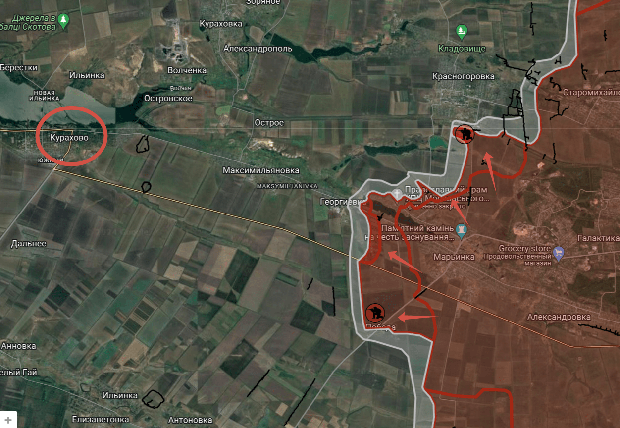 Карта боевых действий на Украине, Георгиевка, на 24.04.24 г.