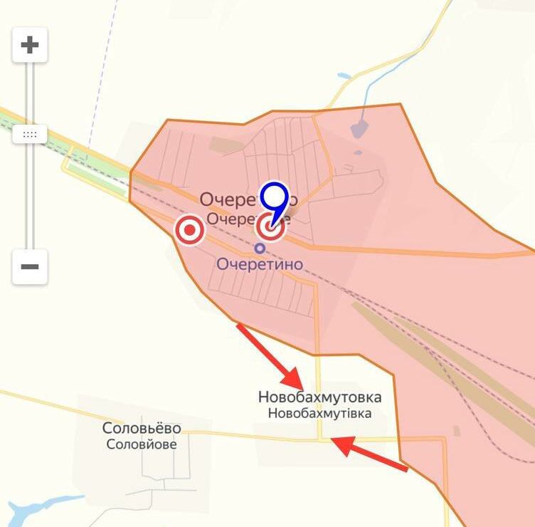 Карта боевых действий на Украине, Донецкое направление, Очеретино, на 23.04.24 г.