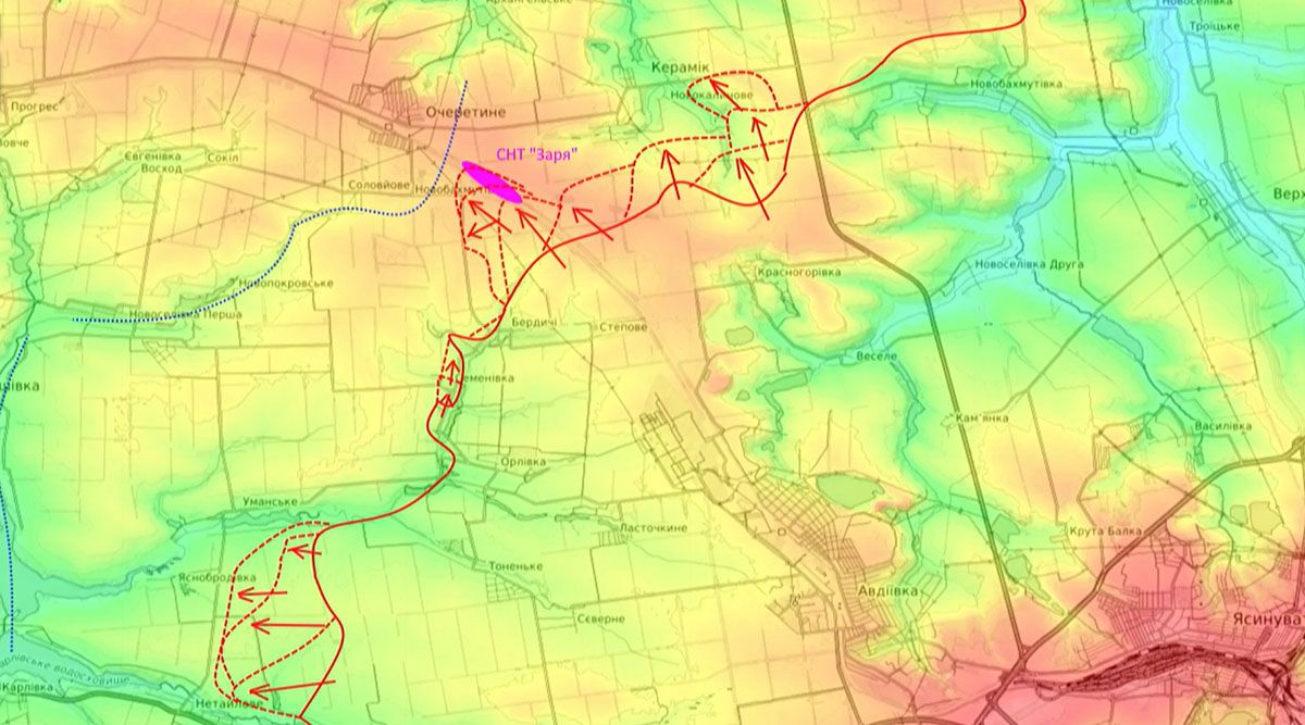 Карта боевых действий на Украине, Донецкое направление, Продвижение на Авдеевском участке, на 16.04.24 г. Карта СВО от Юрия Подоляки.