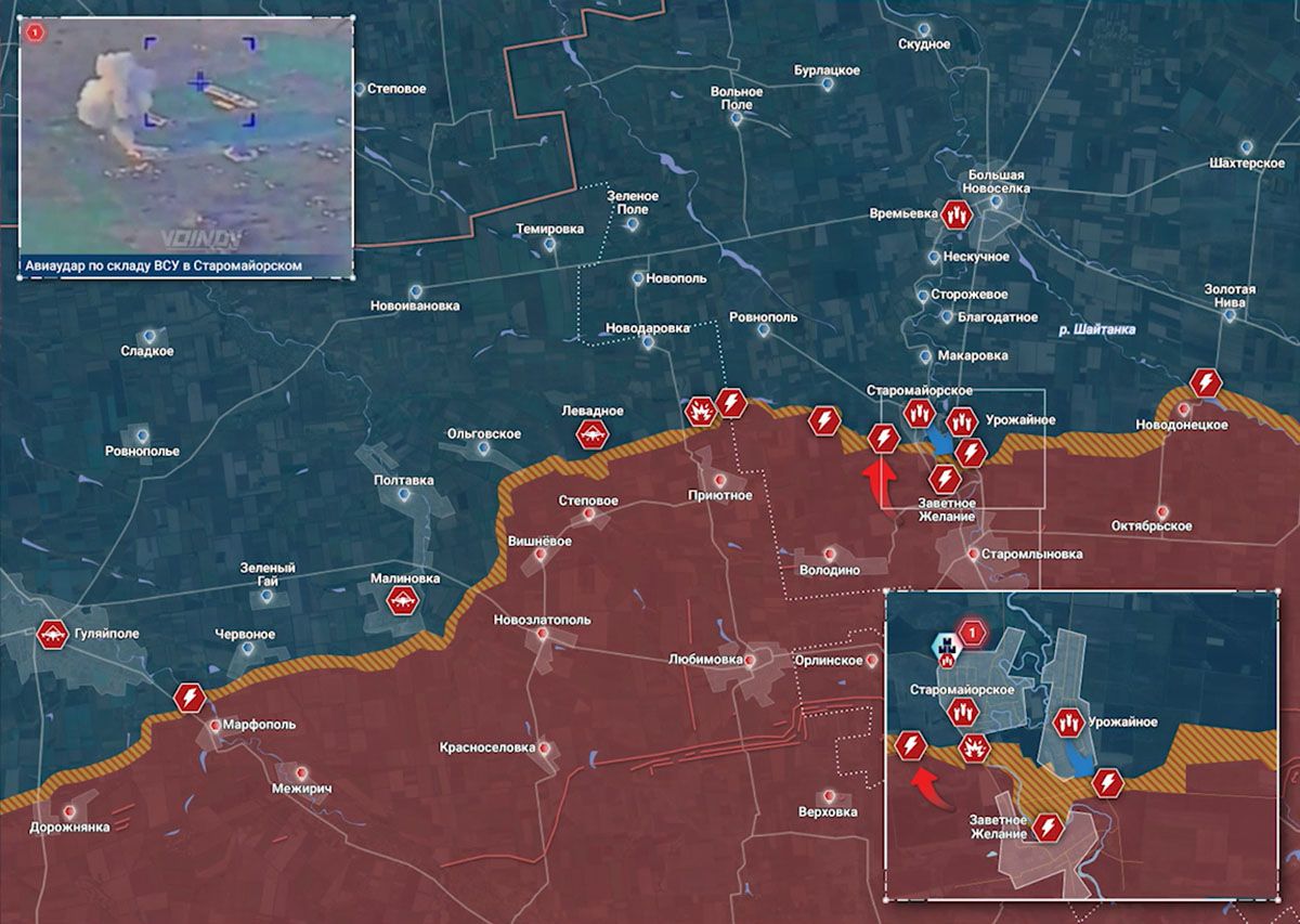 Карта боевых действий на Украине, Времьевское направление, на 13.04.24 г. Карта СВО от «Рыбарь».