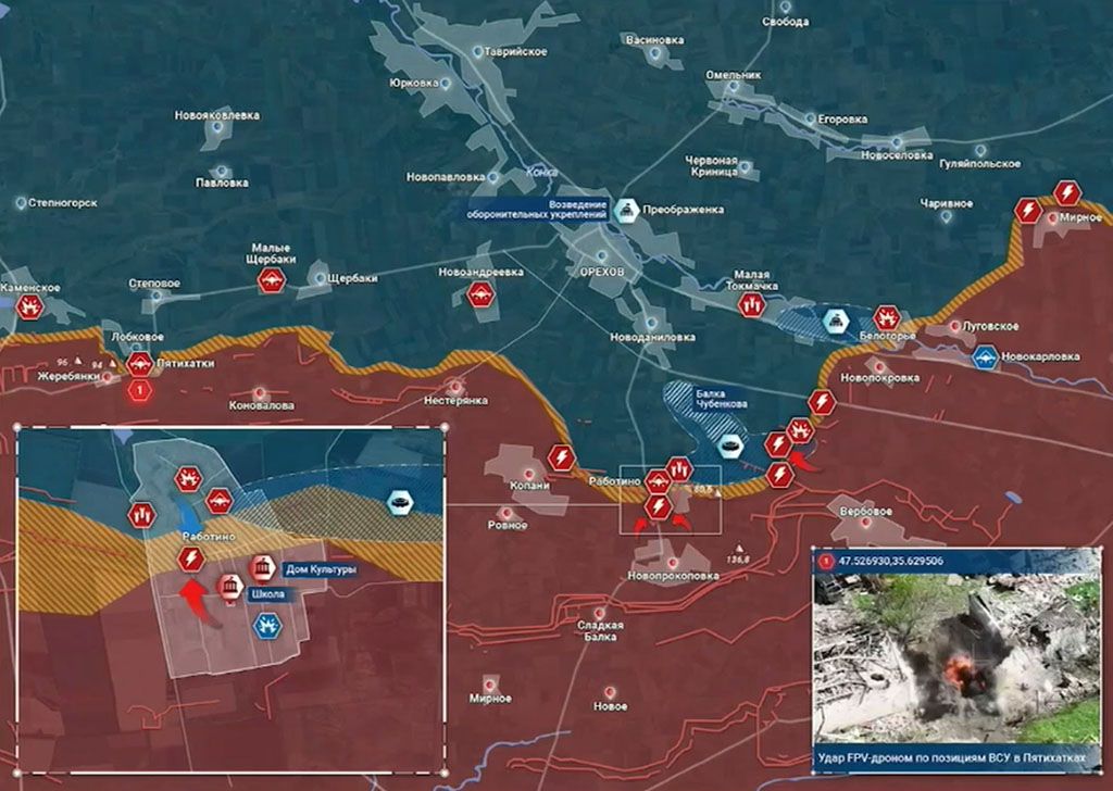 Карта боевых действий на Украине, Запорожское направление, к утру 28.04.24 г. Карта СВО от «Рыбарь».