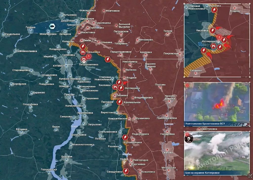Карта боевых действий на Украине, Купянское направление, Кисловка, на 04.05.24 г. Карта СВО от «Рыбарь».