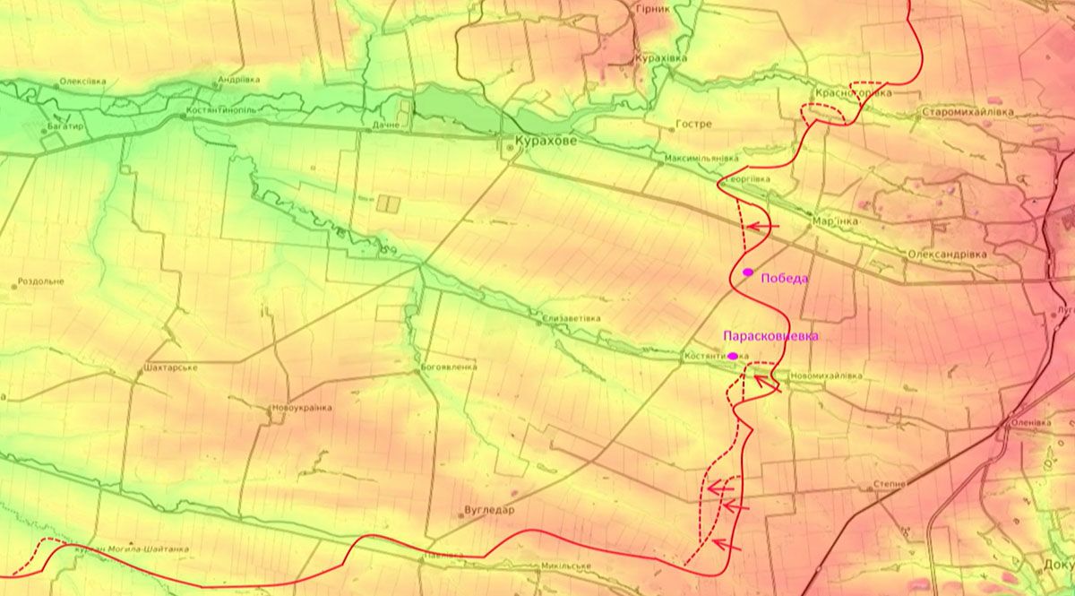 Карта боевых действий на Украине, Кураховское направление, Парасковиевка, на 02.05.24 г. Карта СВО от Юрия Подоляки.
