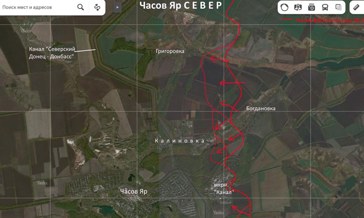 Карта боевых действий на Украине, Артёмовское направление, Продвижение на Часов Яр, на 04.05.24 г. Карта СВО от Юрия Подоляки.